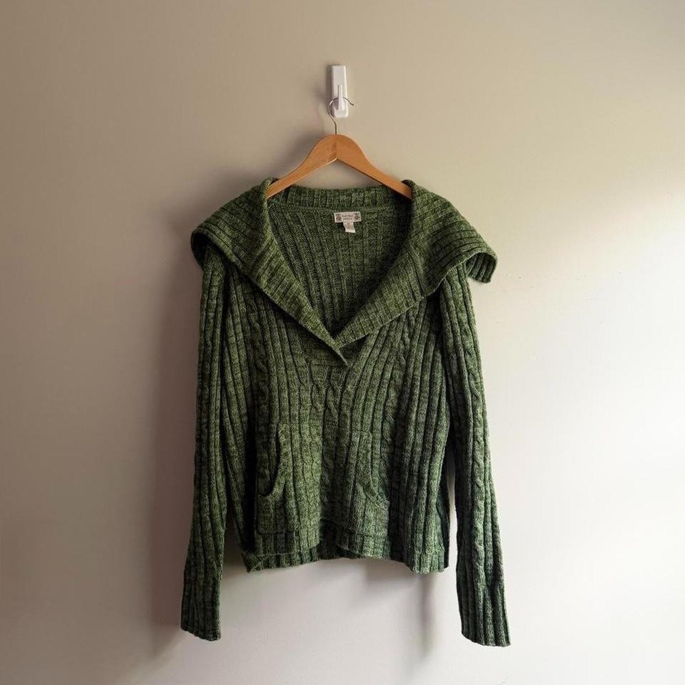 Duck Head Green Ribbed Knit Oversized Collar Sweater 3X